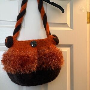 Hand Made Elegant Orange and Brown Women's Shoulder Bag